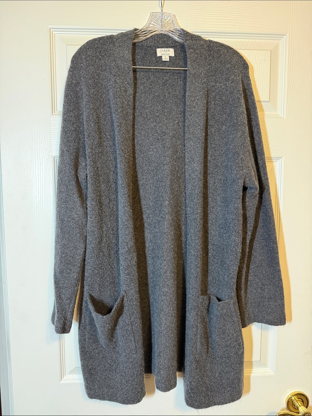 J. Crew Factory Charcoal Open-Front Pocket Cardigan